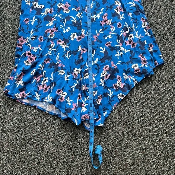 ZARA Cobalt Blue Pastel Pink Floral Handkerchief Asymmetrical Midi Modest Skirt - Picture 16 of 16